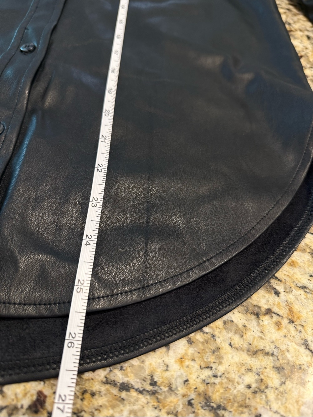 Black faux leather shacket fleece lining quiet luxury biker goth grunge XS - Picture 9 of 12